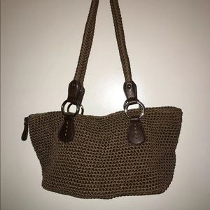 LINA CROCHET TAUPE DOUBLE BRAIDED SHOULDER BAG